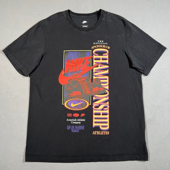 Nike Formula 1 Racing Championship T-Shirt Mens Large Black Retro Race Car - Picture 1 of 8
